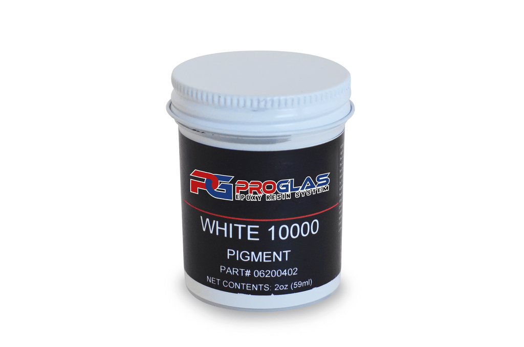 Small two ounce bottle of white opaque liquid concentrate pigment.